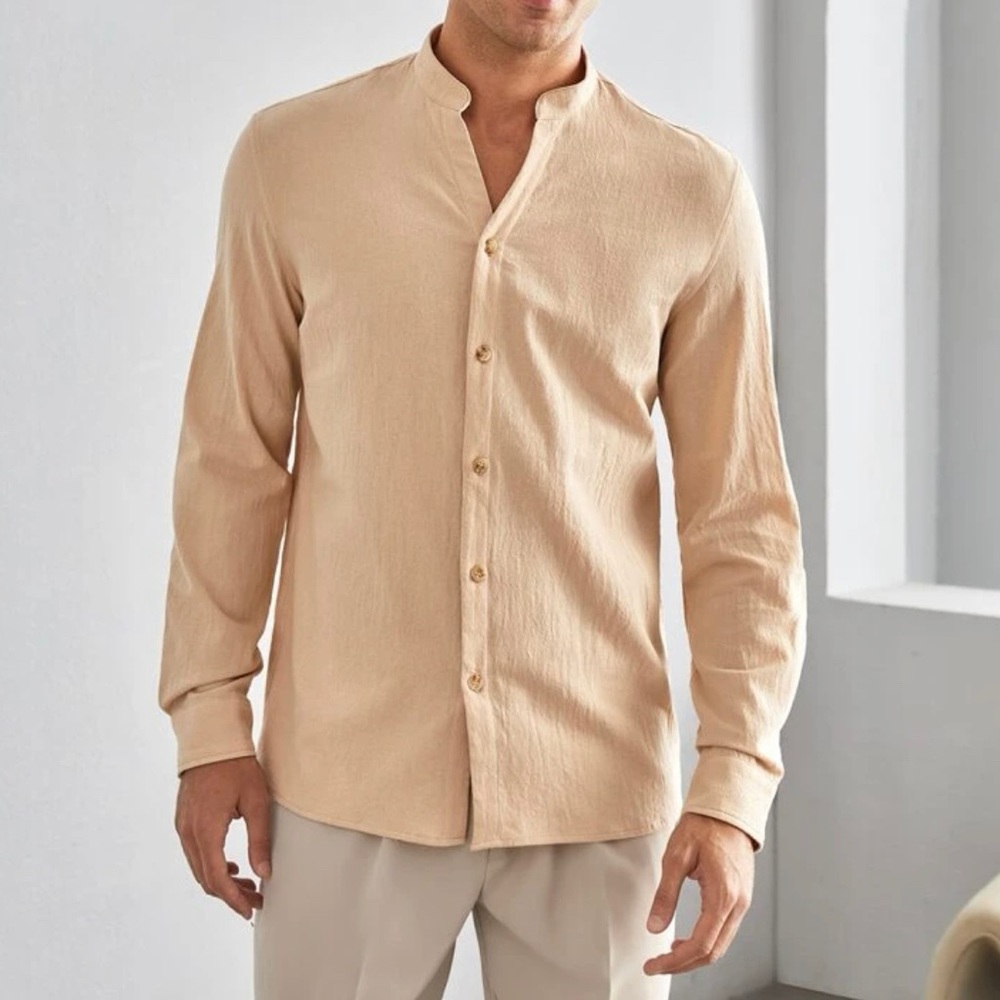 Men Solid Button Up Shirt